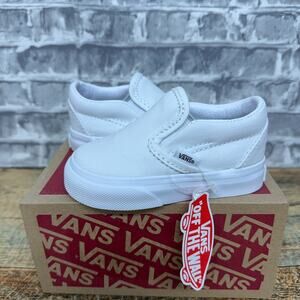 Vans Classic Slip On True White Lace Up VN000EX8W00 Toddler Baby Size 4 T New